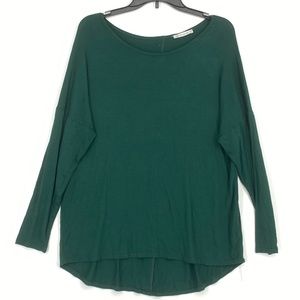 Veveret Knit Top Deep Green Long Sleeves Buttons S